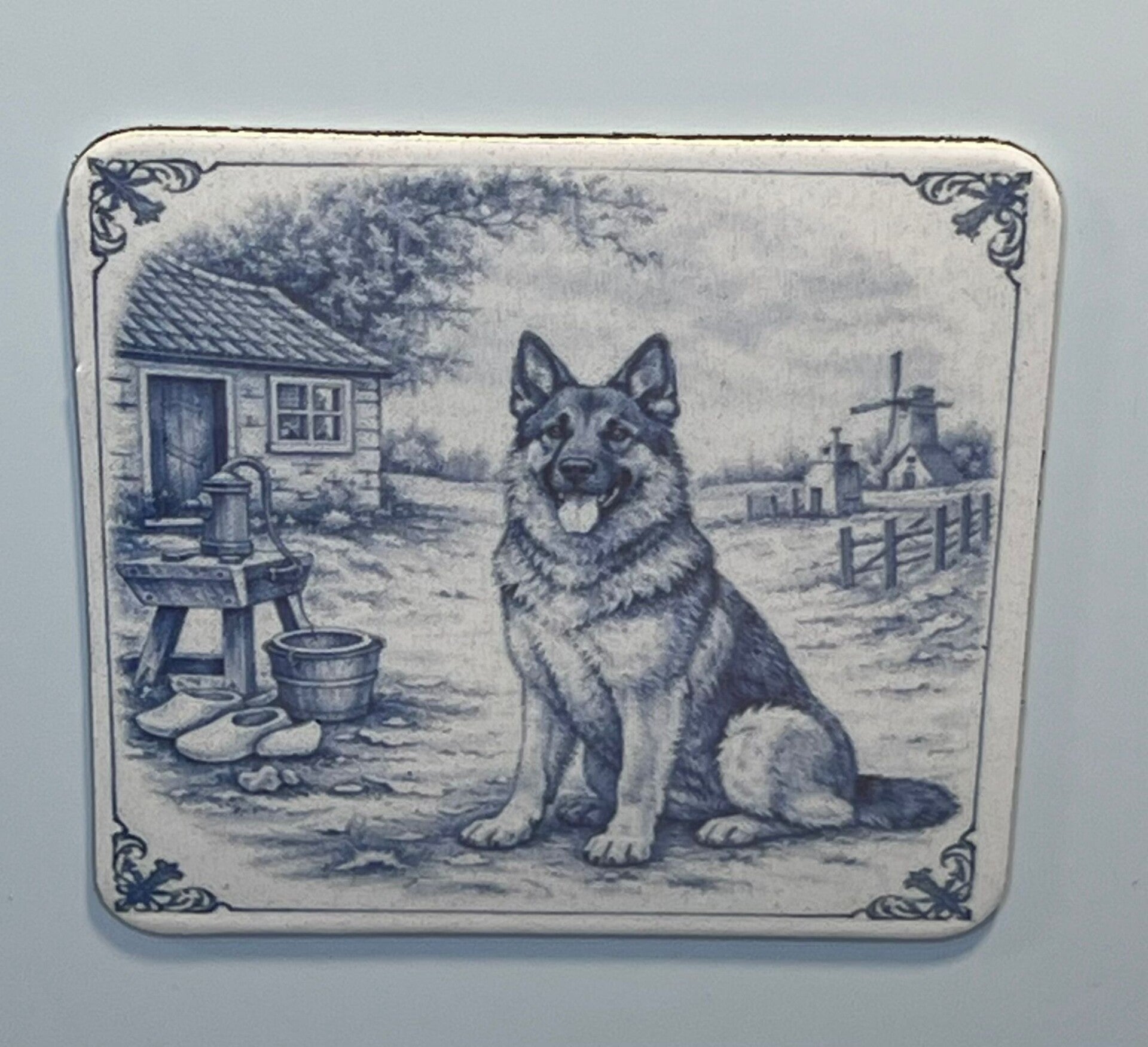Magneet Duitse herder delfts blauw