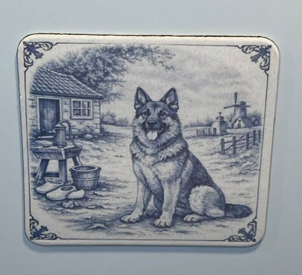 Magneet Duitse herder delfts blauw