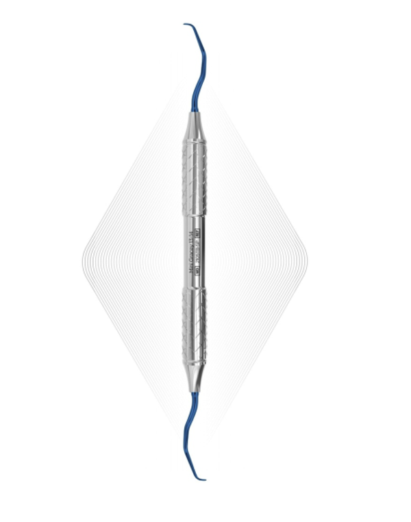 2105TBSP ErgoDenta Mini Gracey 13-14, Blue, For Implants (Titanium Tip). Ergo Steel Plus SP Handle 9.5mm.