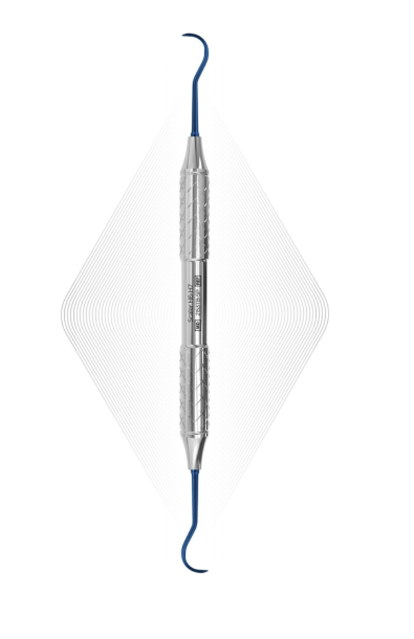 2153TBSP ErgoDenta Sickle Scaler H6-H7, Blue, For Implants (Titanium Tip).Ergo Steel Plus SP Handle 9.5mm