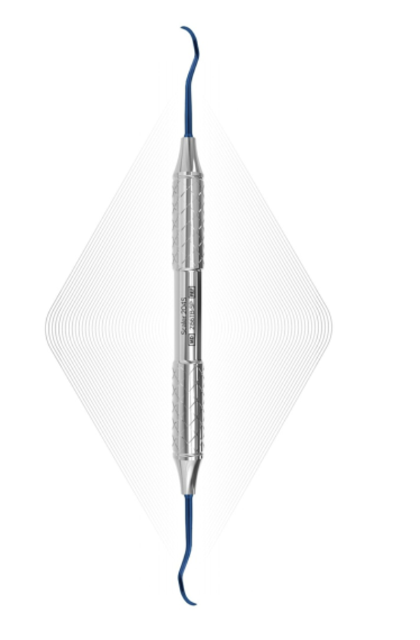 2156TBSP ErgoDenta Sickle Scaler 204S, Blue, For Implants (Titanium Tip). Ergo Steel Plus SP Handle 9.5mm. .