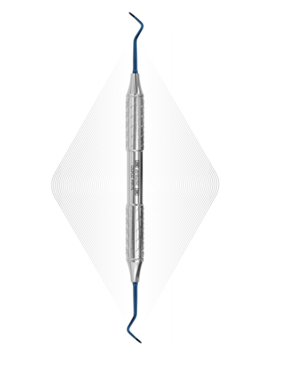 2157TBSP ErgoDenta Sickle Scaler 204 SD, Blue, For Implants (Titanium Tip). Ergo Steel Plus SP Handle 9.5mm.