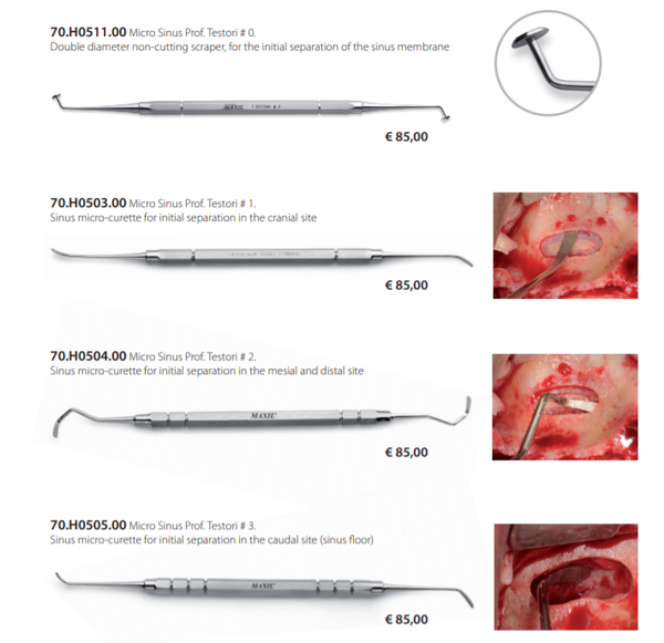 30.K0067 Micro Sinus Set by Prof. T. Testori (4 instruments + tray)