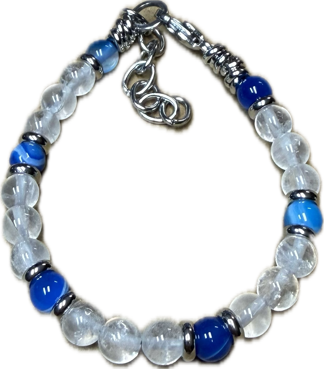 Bracciale Yin e Yang Agata Blu e Cristallo di rocca