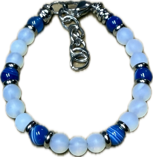 Bracciale Yin e Yang Agata Blu e Opalite