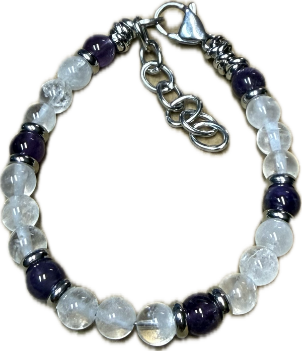 Bracciale Yin e Yang Ametista e Cristallo di Rocca