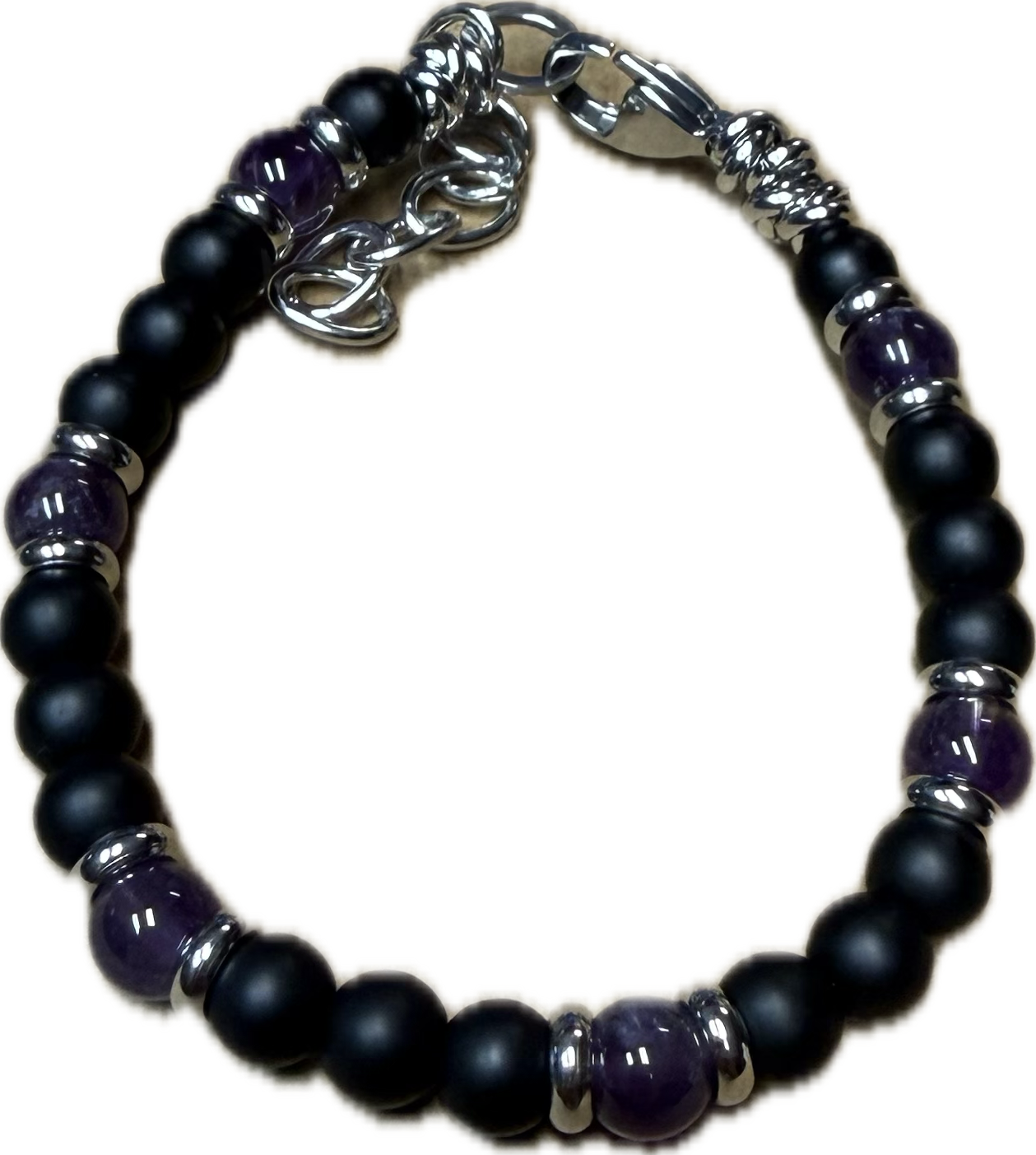 Bracciale Yin e Yang Ametista e Onice Satinato