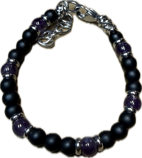 Bracciale Yin e Yang Ametista e Onice Satinato