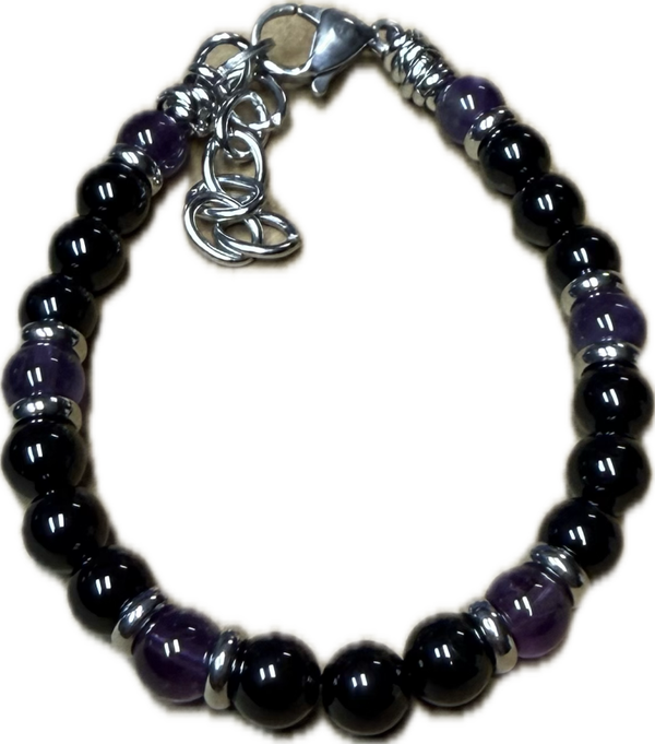 Bracciale Yin e Yang Ametista e Tormalina Nera