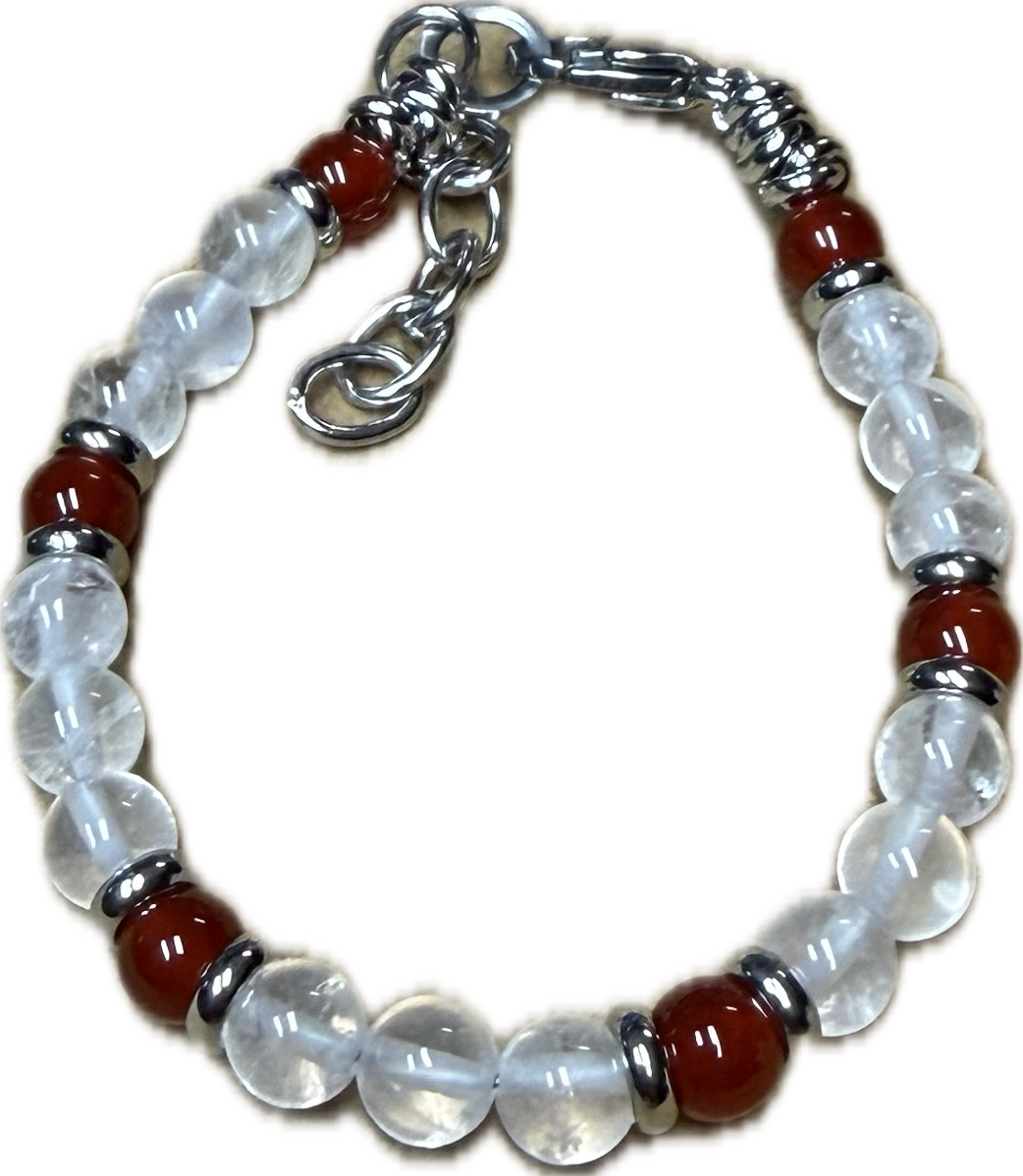 Bracciale Yin e Yang Corniola e Cristallo di Rocca