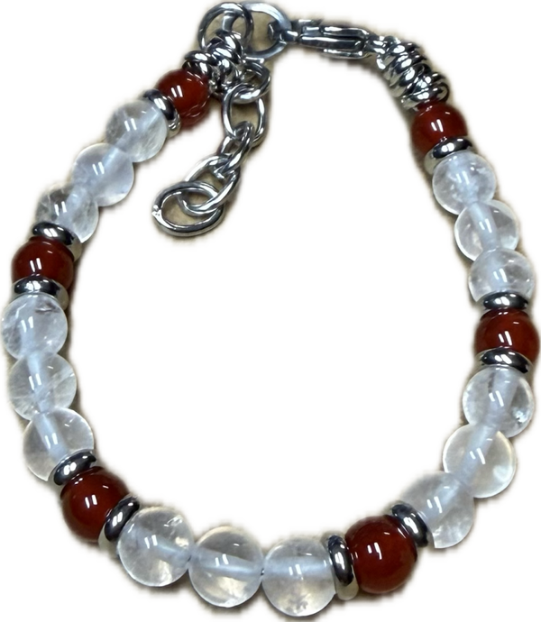 Bracciale Yin e Yang Corniola e Cristallo di Rocca