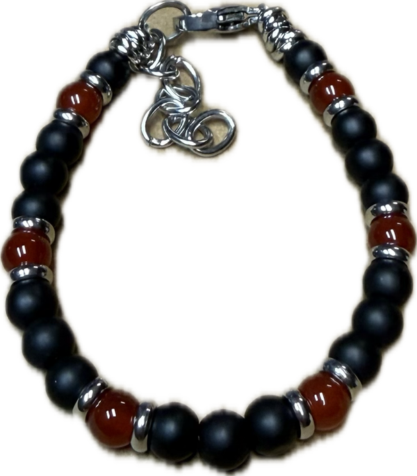 Bracciale Yin e Yang Corniola e Onice Satinato