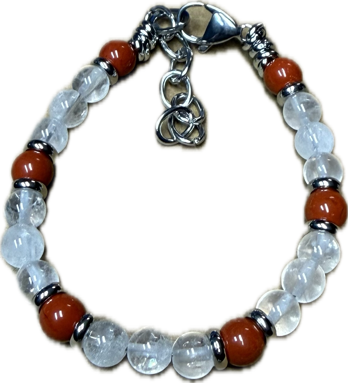 Bracciale Yin e Yang Diaspro Rosso e Cristallo di rocca