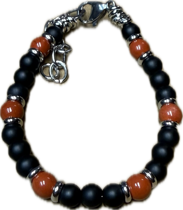Bracciale Yin e Yang Diaspro Rosso e Onice Satinato
