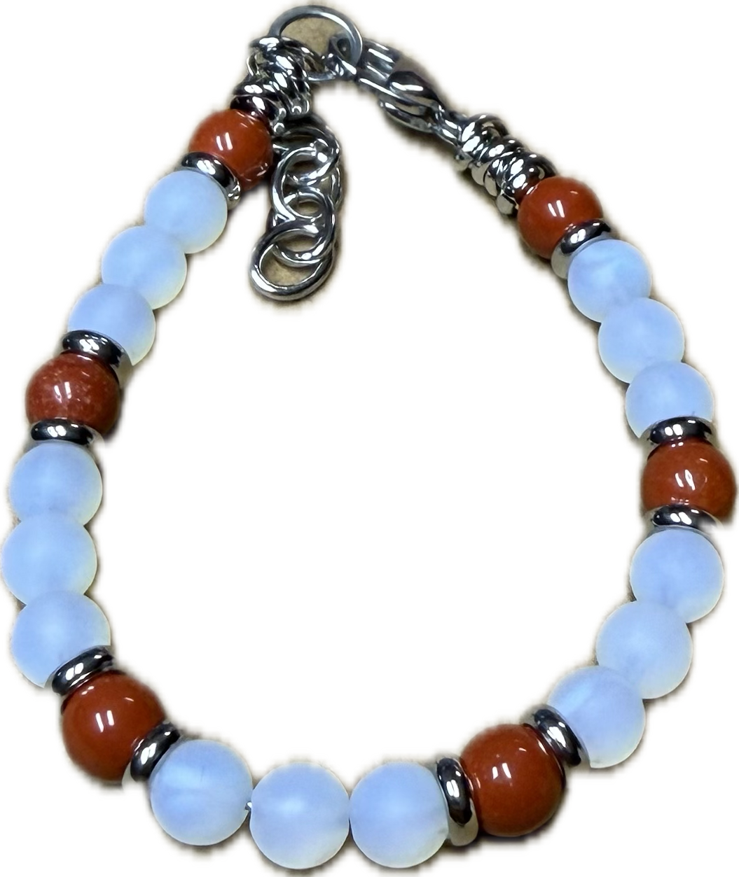 Bracciale Yin e Yang Diaspro Rosso e Opalite
