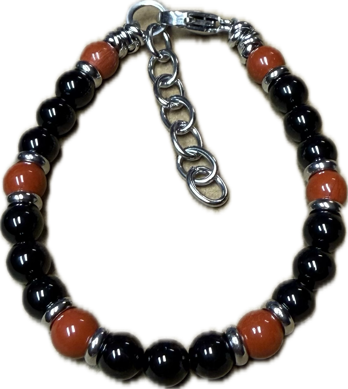 Bracciale Yin e Yang Diaspro Rosso e Tormalina Nera