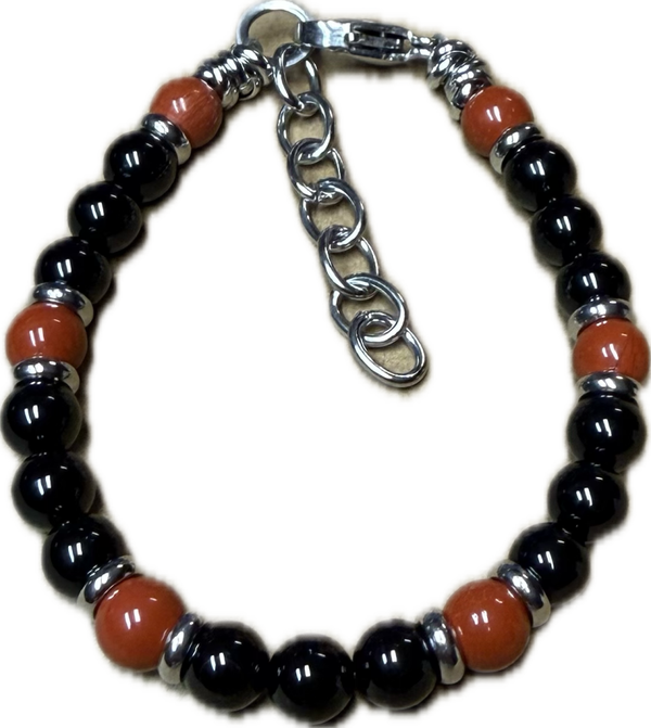 Bracciale Yin e Yang Diaspro Rosso e Tormalina Nera