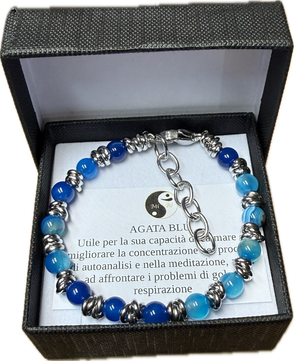Agata Blu Striata con Nodini