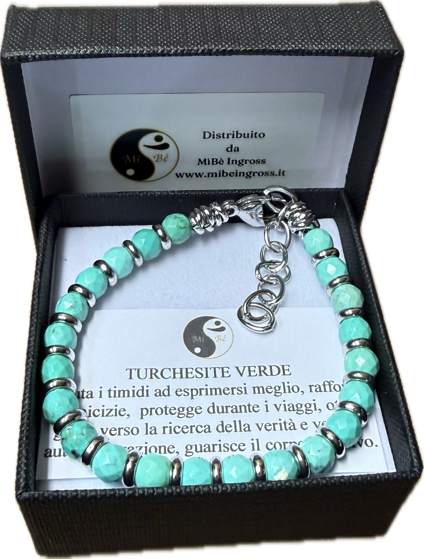 Turchesite Verde Sfacettata con Rondella