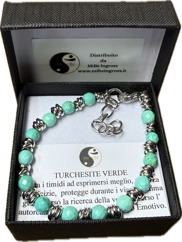 Turchesite Verde Sfacettata con Nodini