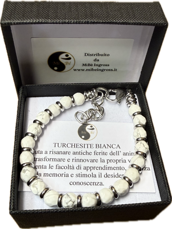 Turchesite Bianca Sfacettata con Rondella