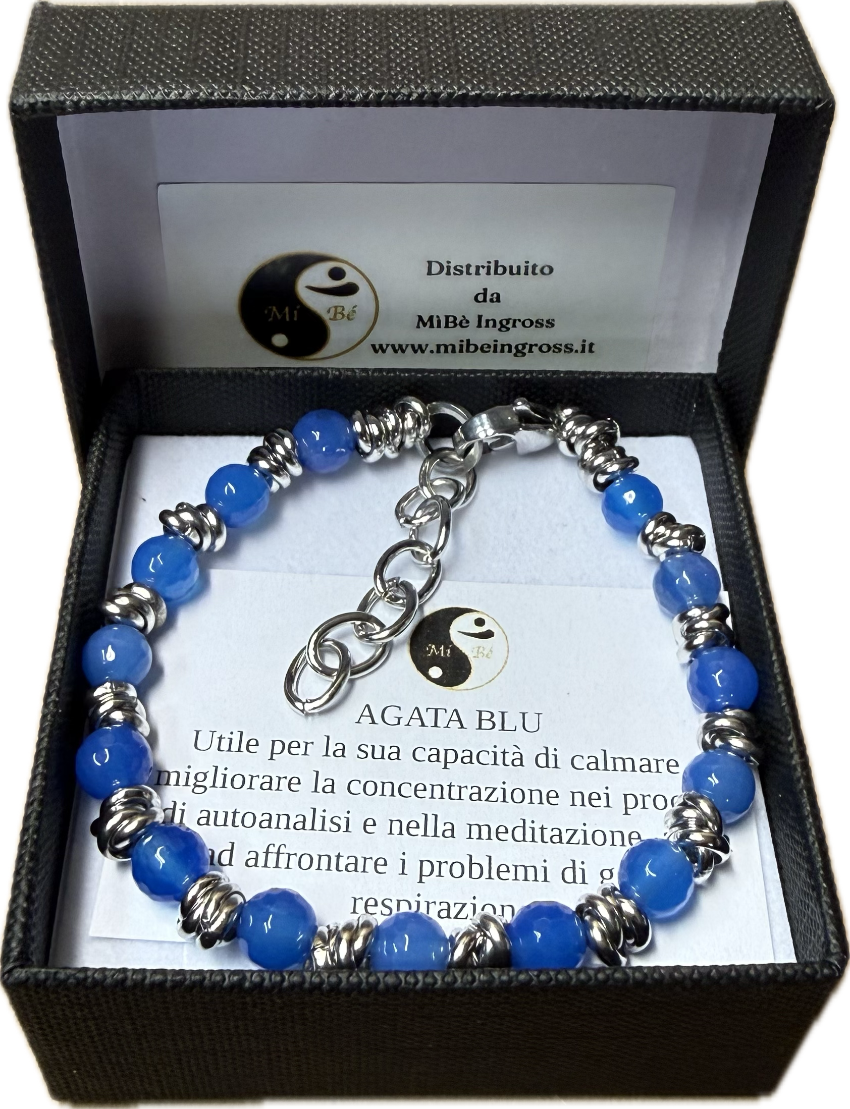 Agata Blu Sfacettata con Nodini