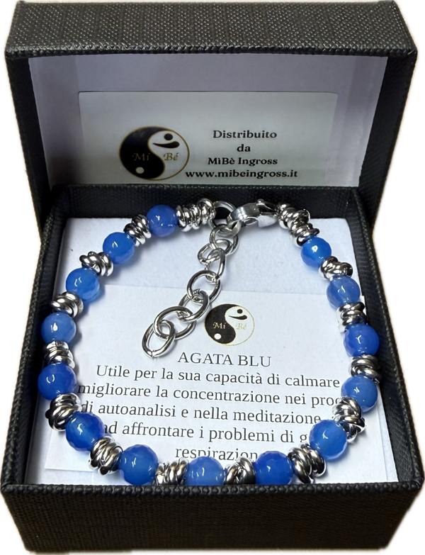 Agata Blu Sfacettata con Nodini