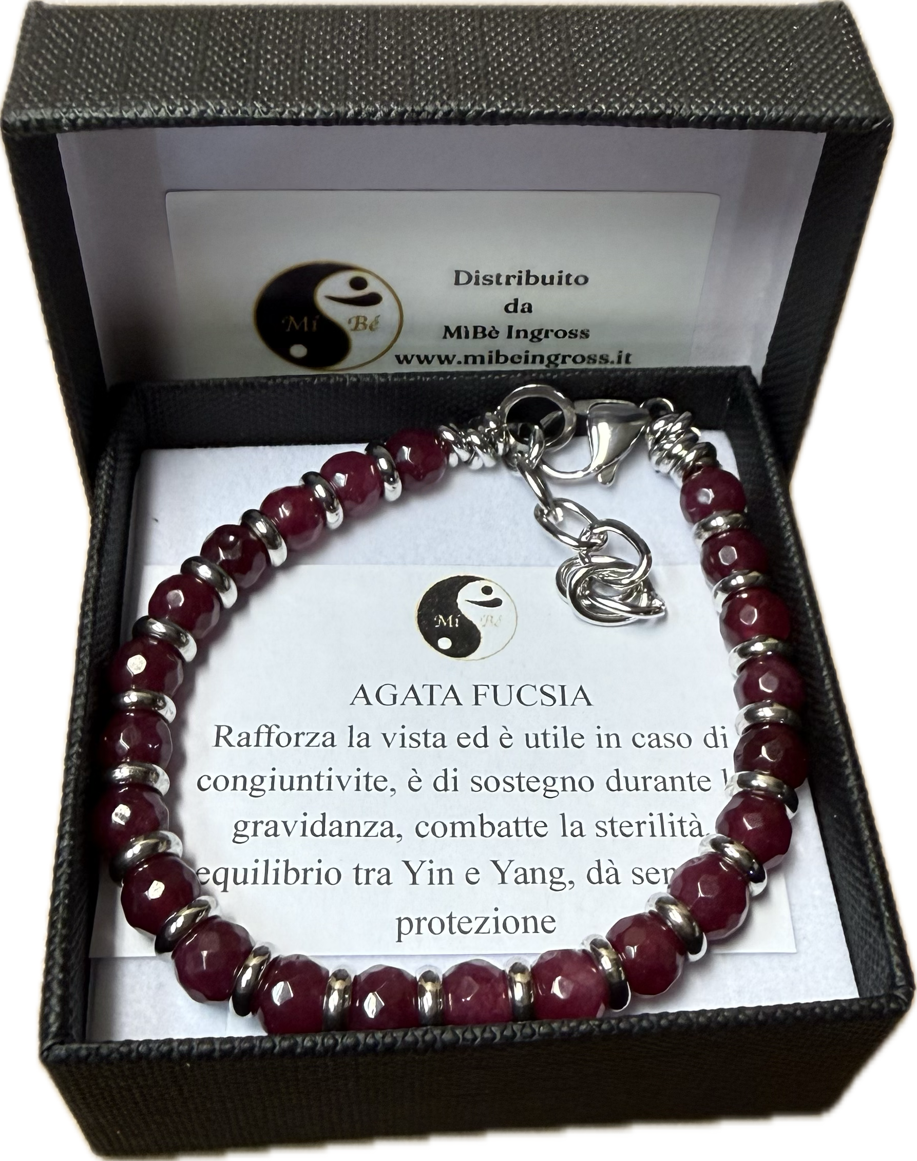 Agata Fucsia Sfacettata con Rondella