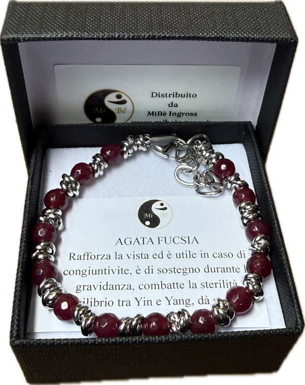 Agata Fucsia Sfacettata con Nodini