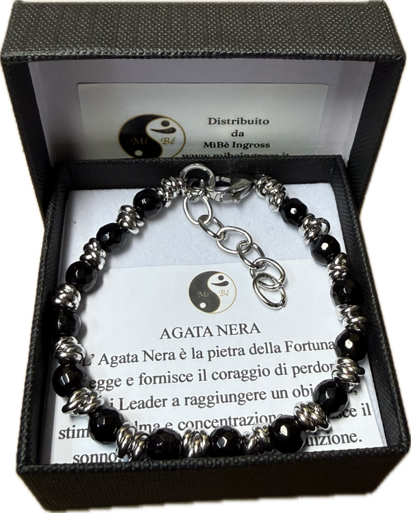 Agata Nera Sfacettata con Nodini
