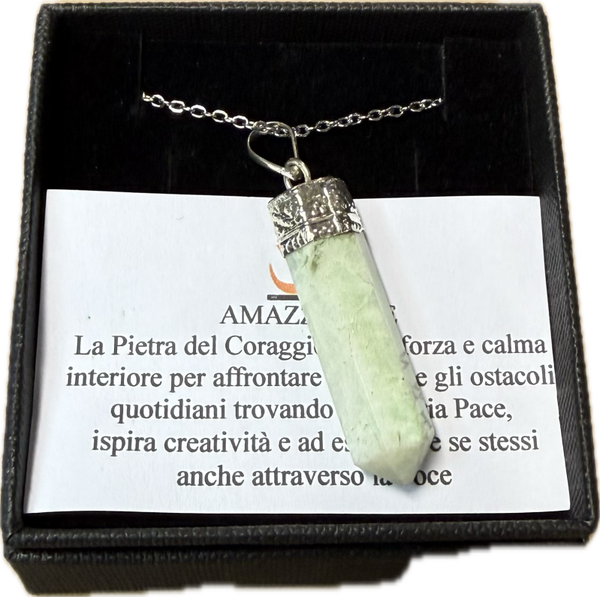 Ciondolo di Amazzonite con Catenella in Acciaio