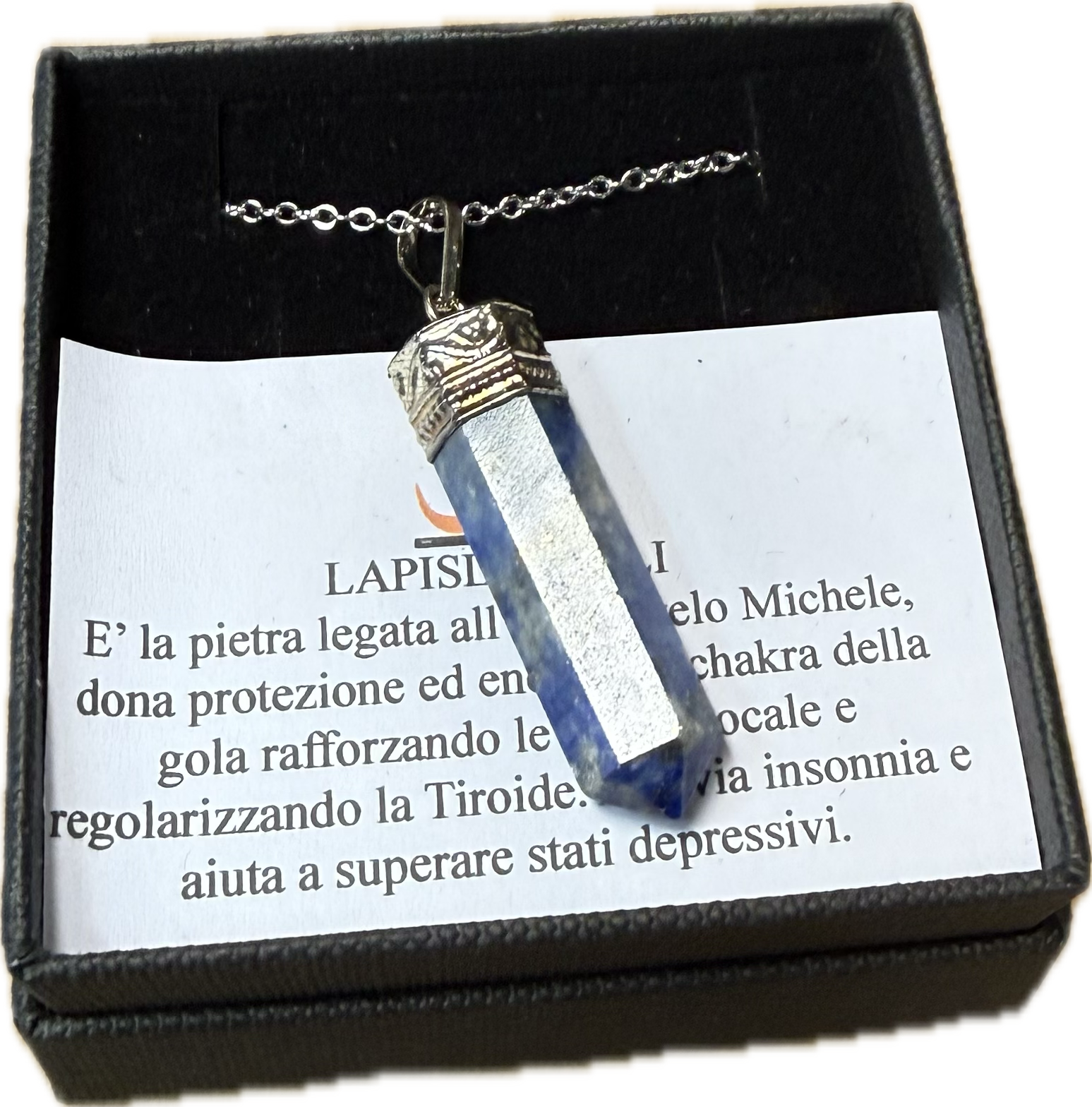 Ciondolo di Lapislazzuli con Catenella in Acciaio