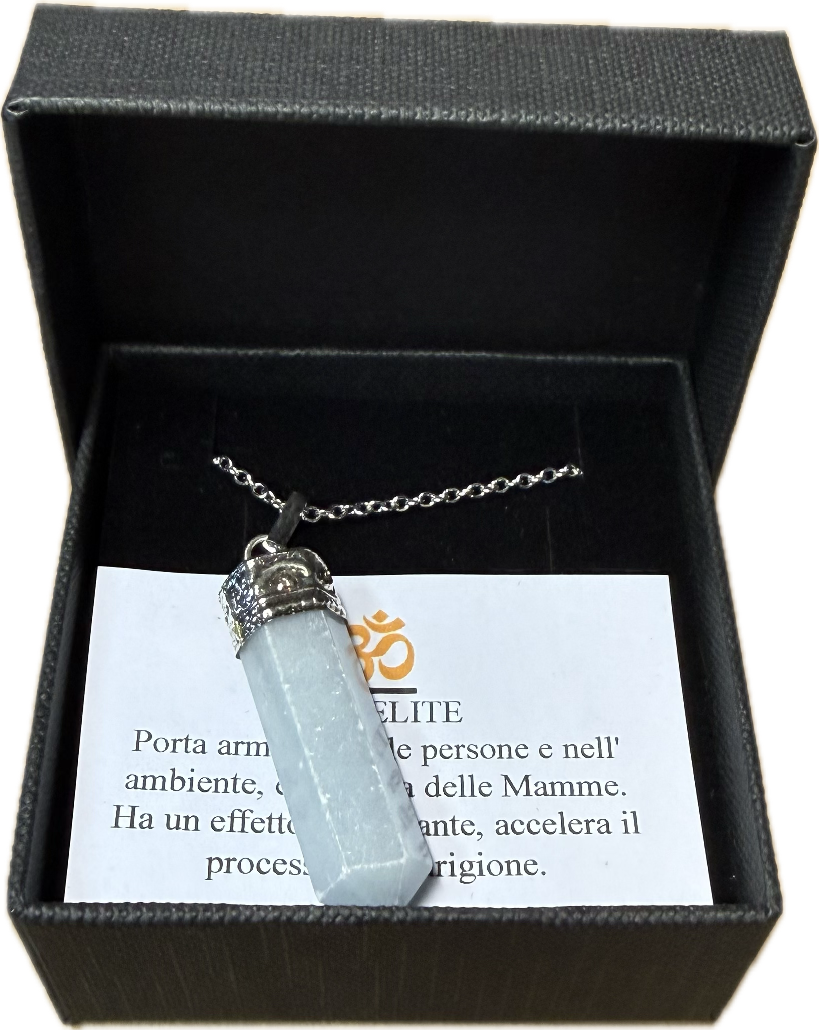 Ciondolo di Angelite con Catenella in Acciaio