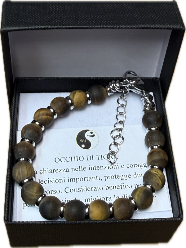 Occhio di Tigre Satinato 8mm con Rondella