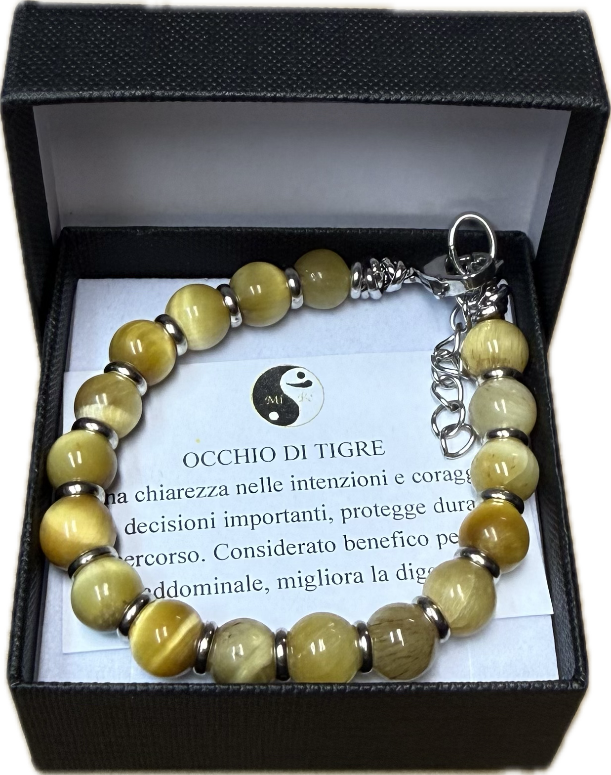Occhio di Tigre Oro 8mm con Rondella