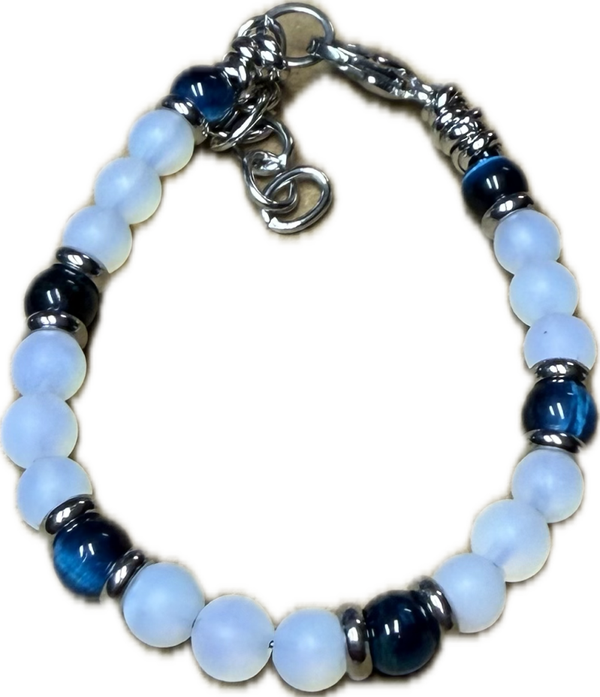 Bracciale Yin e Yang Occhio di Falco e Opalite