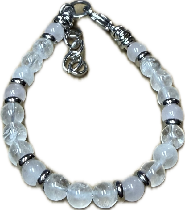 Bracciale Yin e Yang Quarzo Rosa e Cristallo di rocca