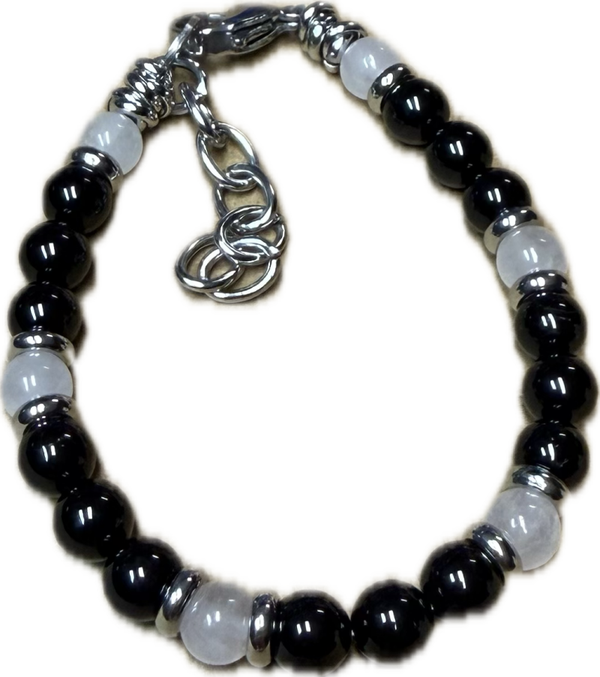 Bracciale Yin e Yang Quarzo Rosa e Tormalina Nera