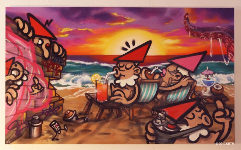 KBTR female and male at the beach with sunset at the beach