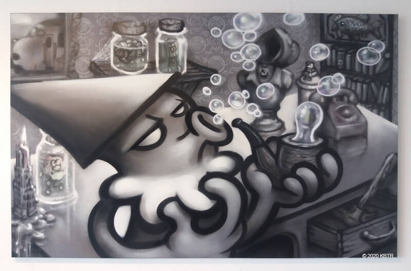 KBTR with fluffy beard smoking pipe