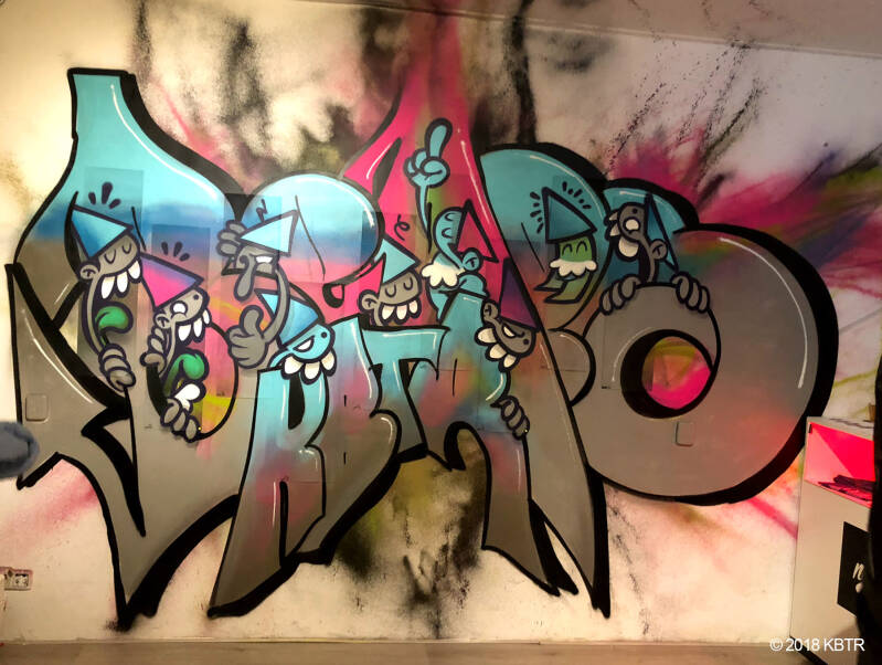 KBTR on griptapes in BEAPS graffiti piece