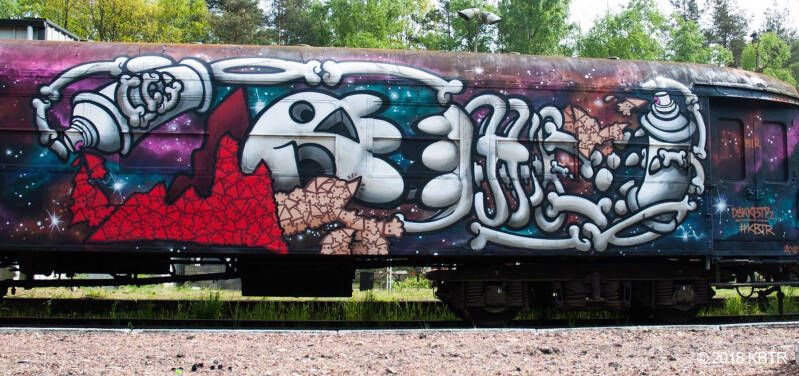 KBTR skeleton and space background on trash train