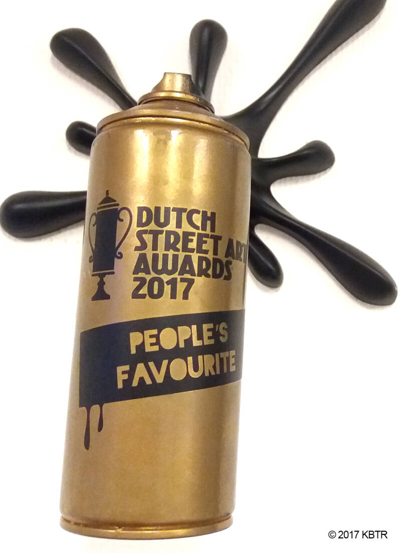 People's favourite golden spraycan award for KBTR from the Dutch Street Art Awards 2017
