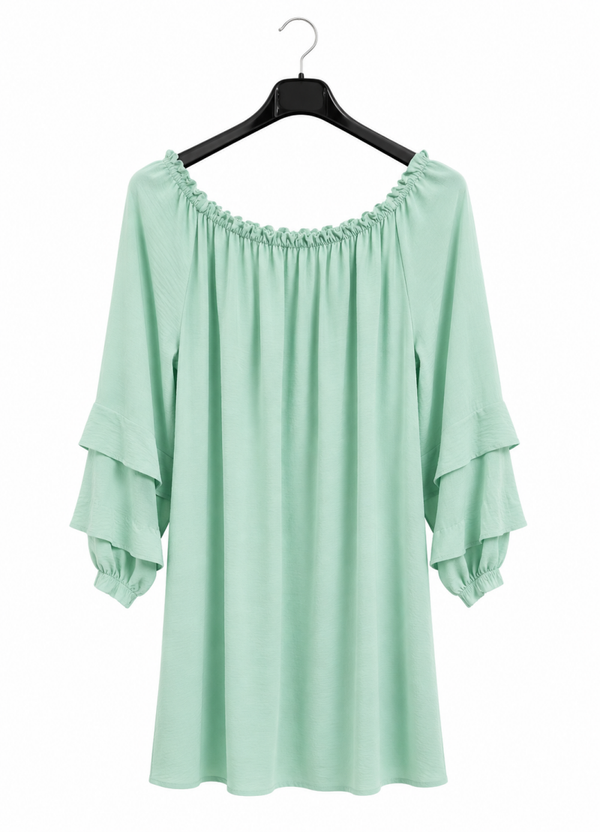 Mintgroene Off-Shoulder Jurk – Fris, Vrouwelijk & Zomers