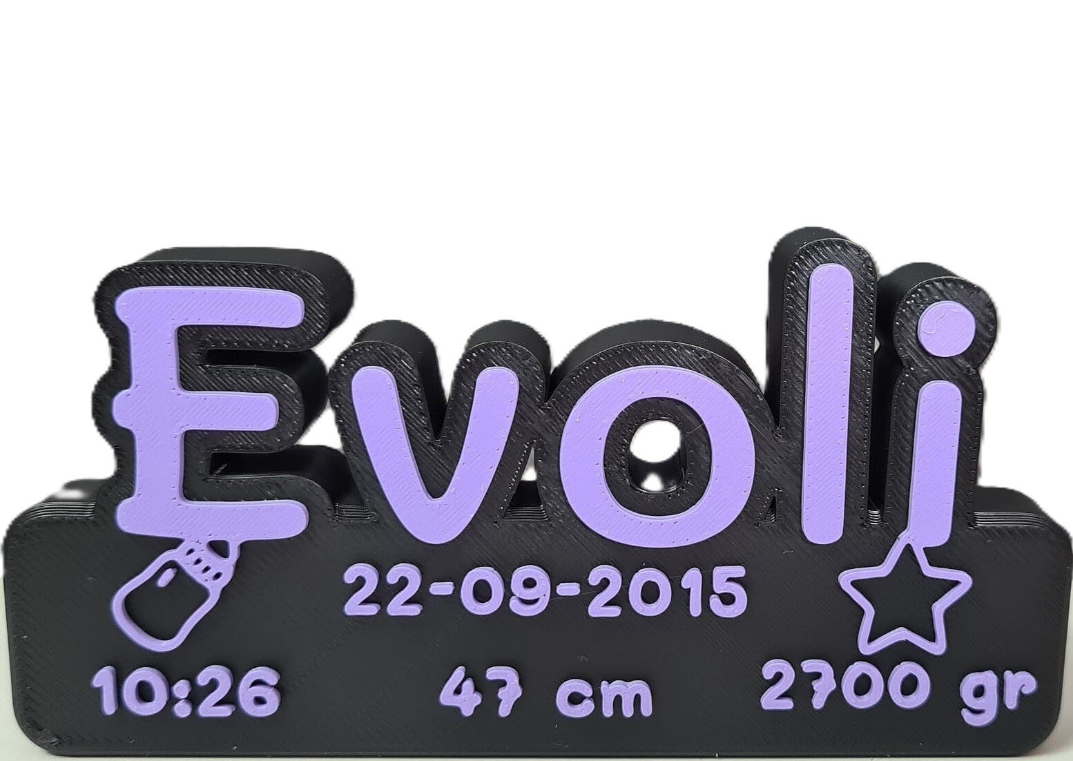 Gepersonaliseerde 3D Geboorteplaat – Met Naam & Geboortegegevens