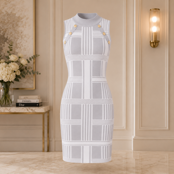 Elegante nette dames jurk (grijs)