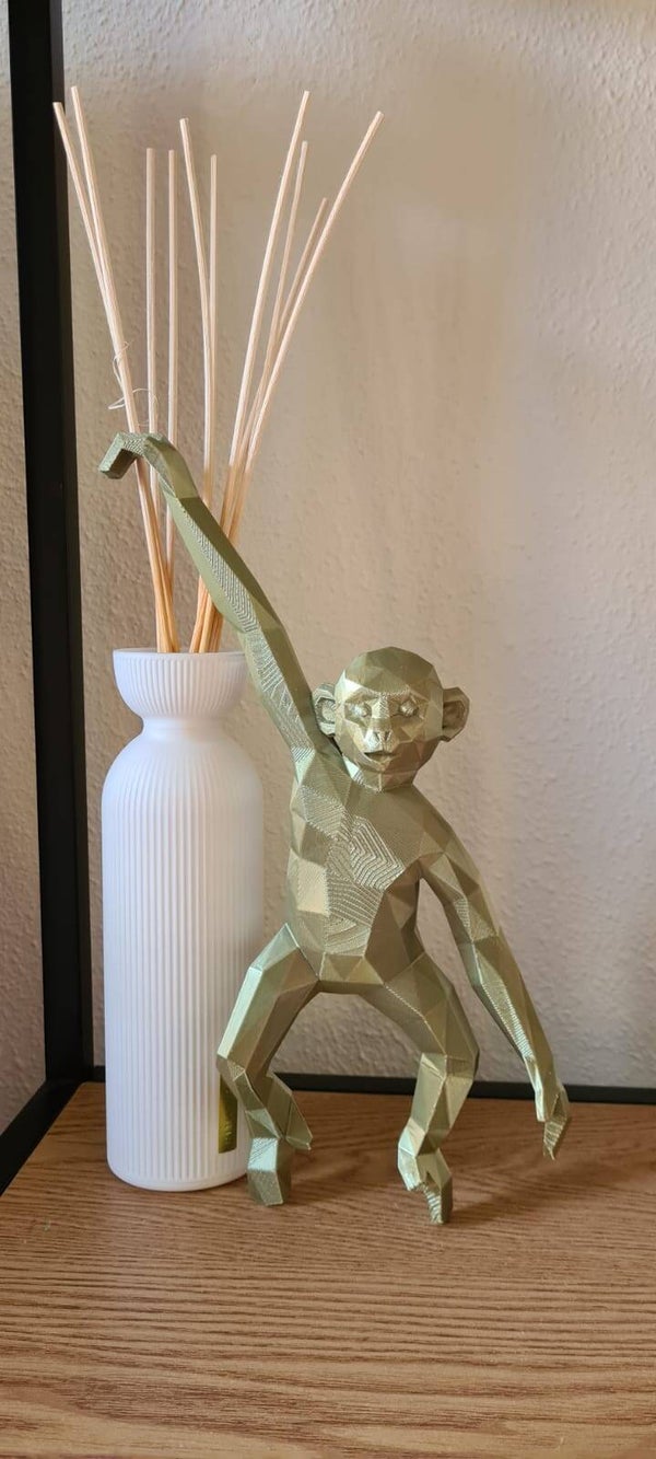 3D Geprint Geometrisch Aapje – Goud/Groen Design