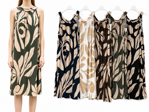 Luxe Midi Jurk met Botanische Print