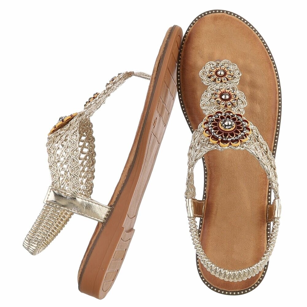 Gouden Boho Sandalen Dames – Comfortabele Teensandalen met Sierlijke Details