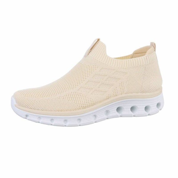 Beige Instap Sneakers Dames | Lichtgewicht Comfort Sneakers met elastiek